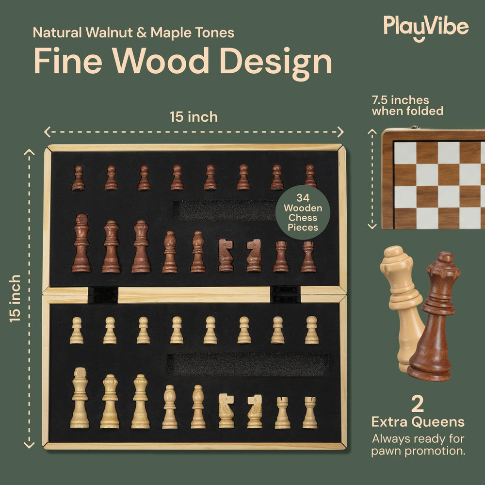 PlayVibe checkers pieces included for quick game swaps.