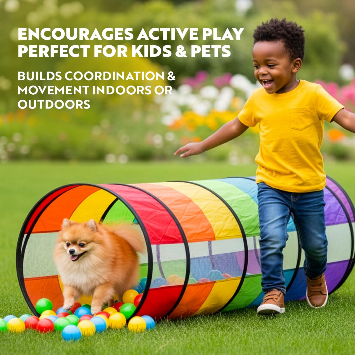 Playz extra-large tunnel used with ball pit for imaginative play.