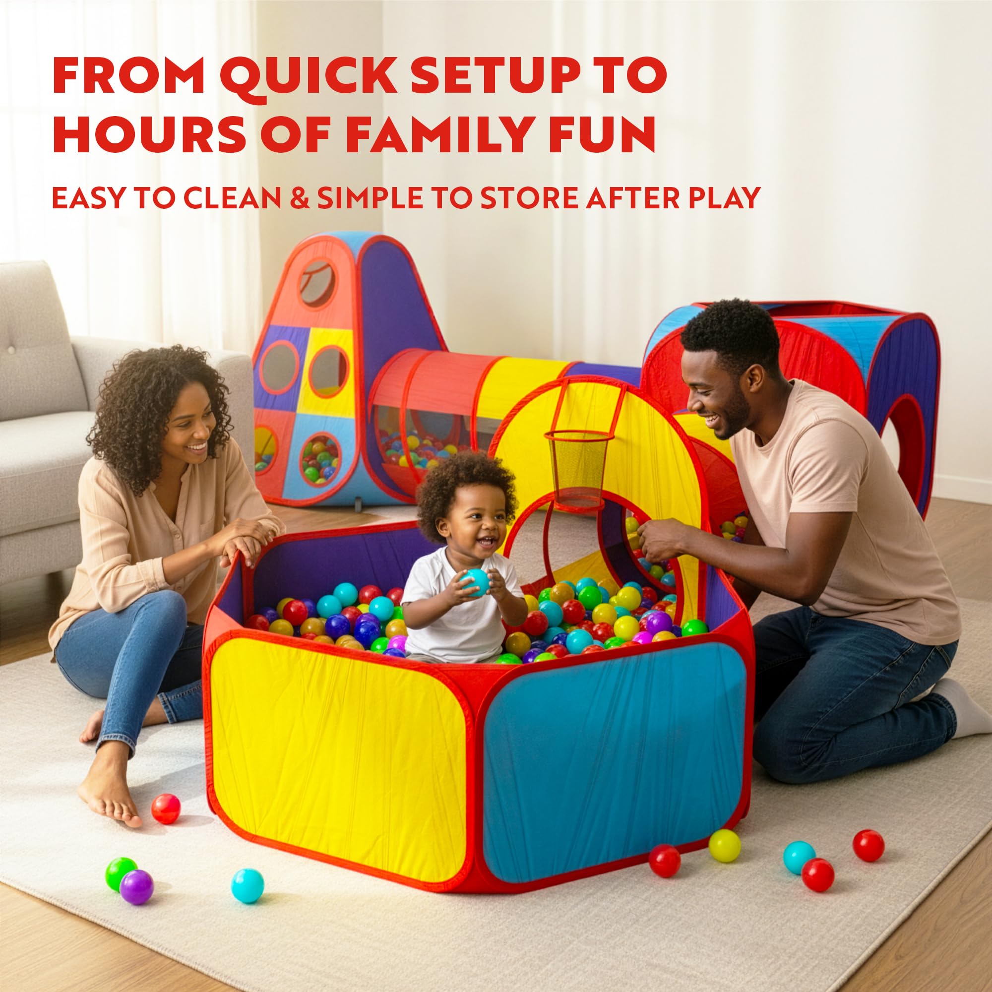 Playz durable 190T fabric and reinforced tubes for lasting fun.