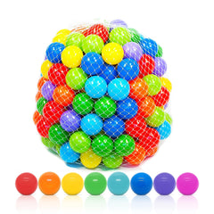 Playz blue mini ball pit balls promote color recognition and safe play.