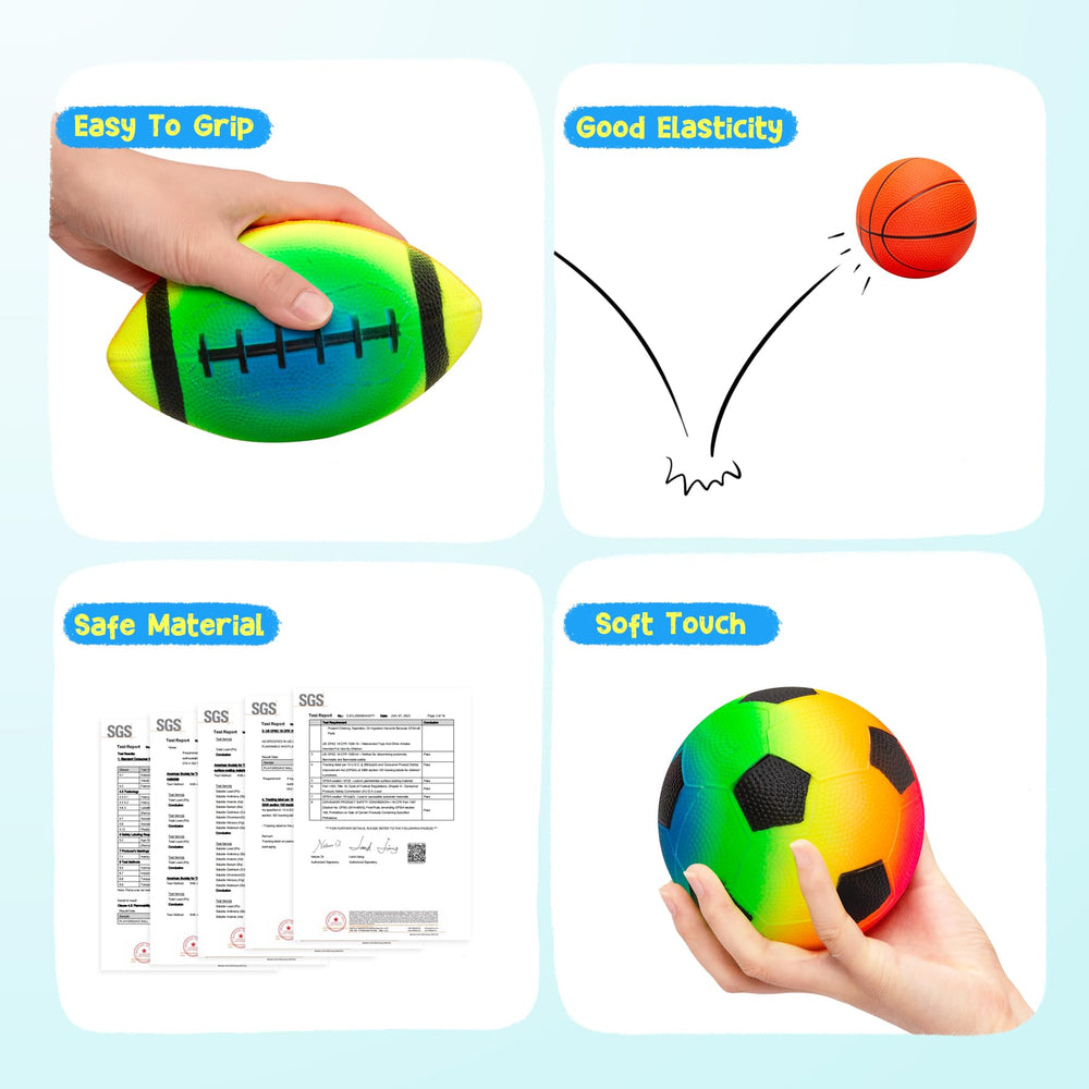 PlayZap 5-inch rainbow basketball image: easy tracking for young players.