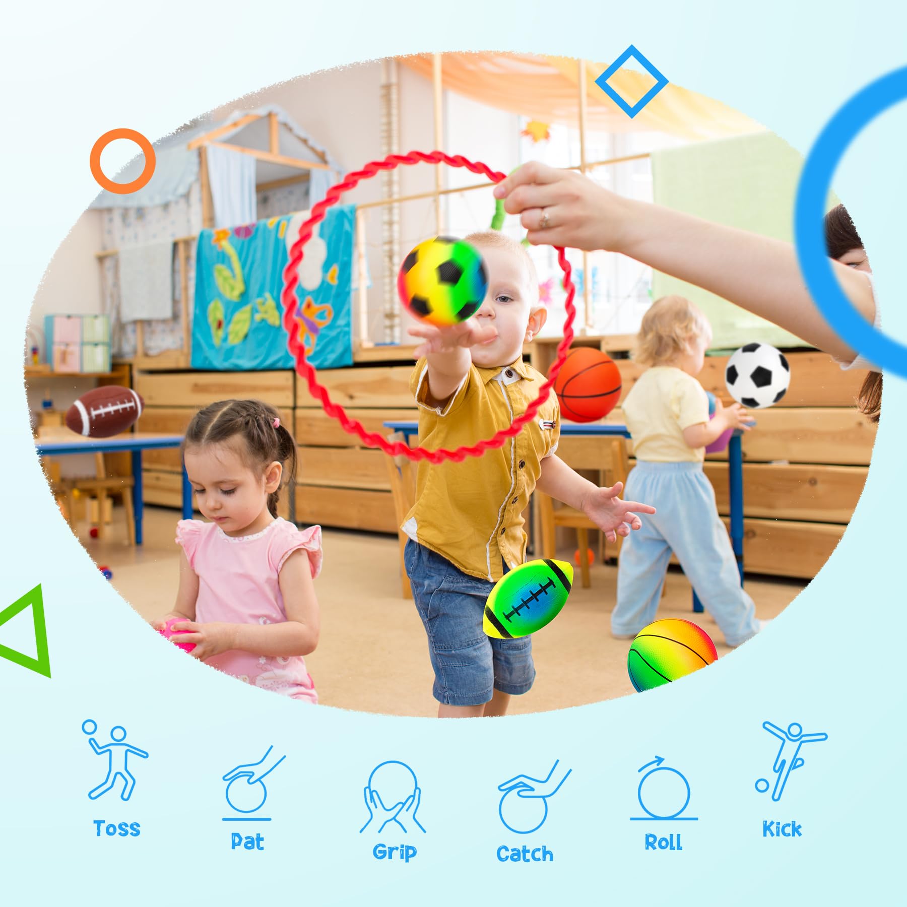 PlayZap 5-inch rainbow football image: vivid colors for lively play.