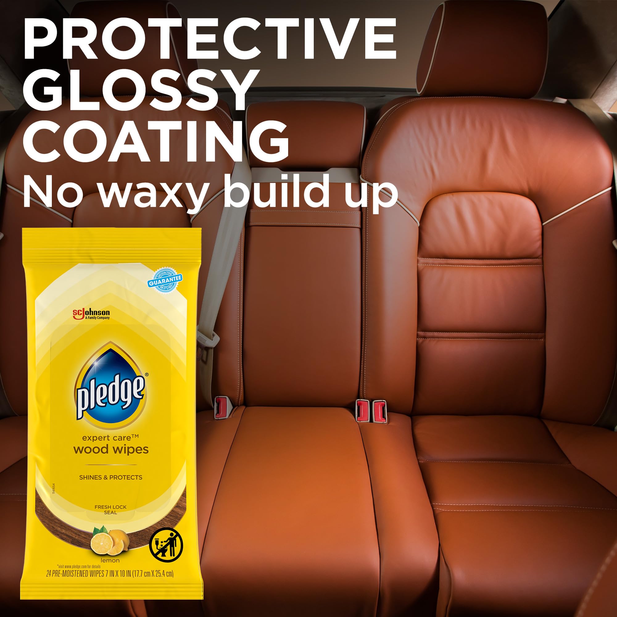 Pledge Expert Care Wipes lemon sealed-wood furniture care without wax buildup.