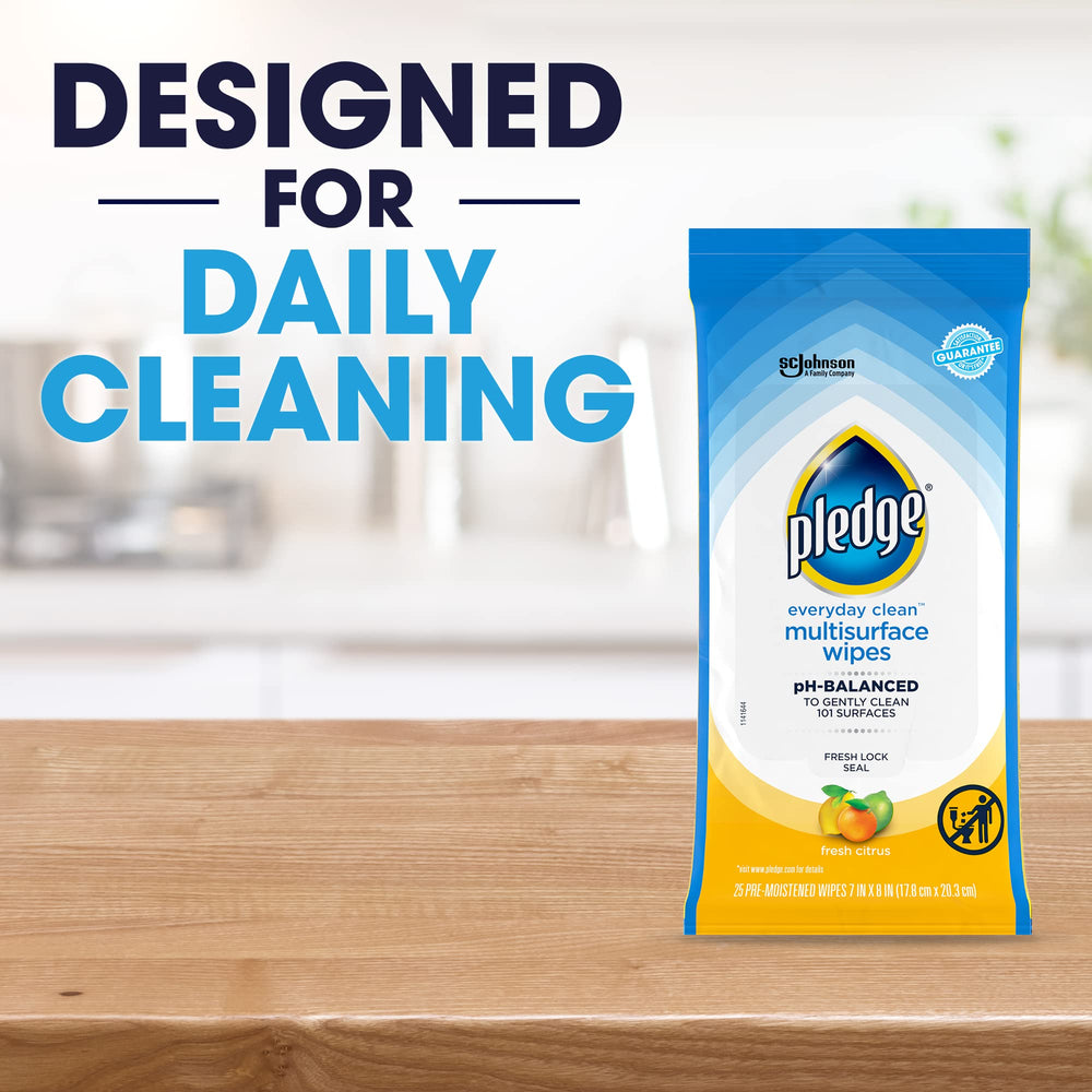 Pledge wipes maintain sealed wood and wood laminate without damage or residue.