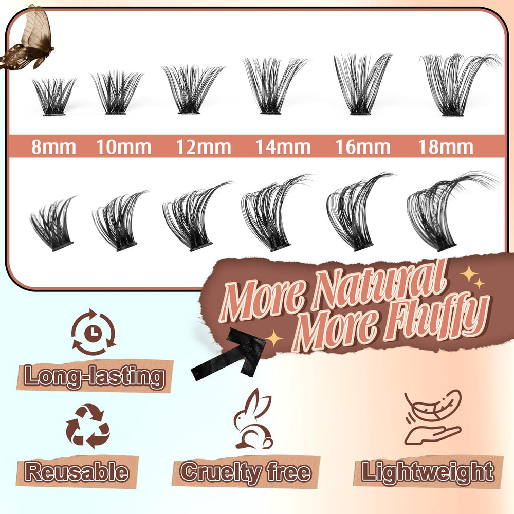 Pleell fluffy-cluster-lashes-soft-touch fibers for comfortable wear and fullness.