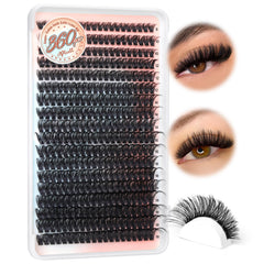 Pleell lash clusters 360pcs dense-80D for voluminous, weightless lashes all day.