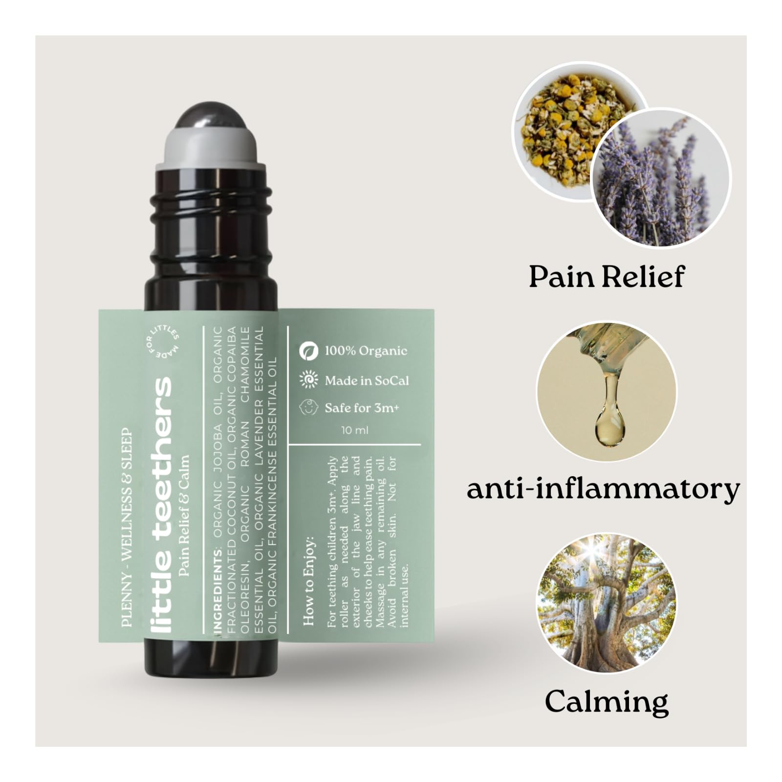 PLENNY frankincense copaiba oils label highlighting premium organic blend.