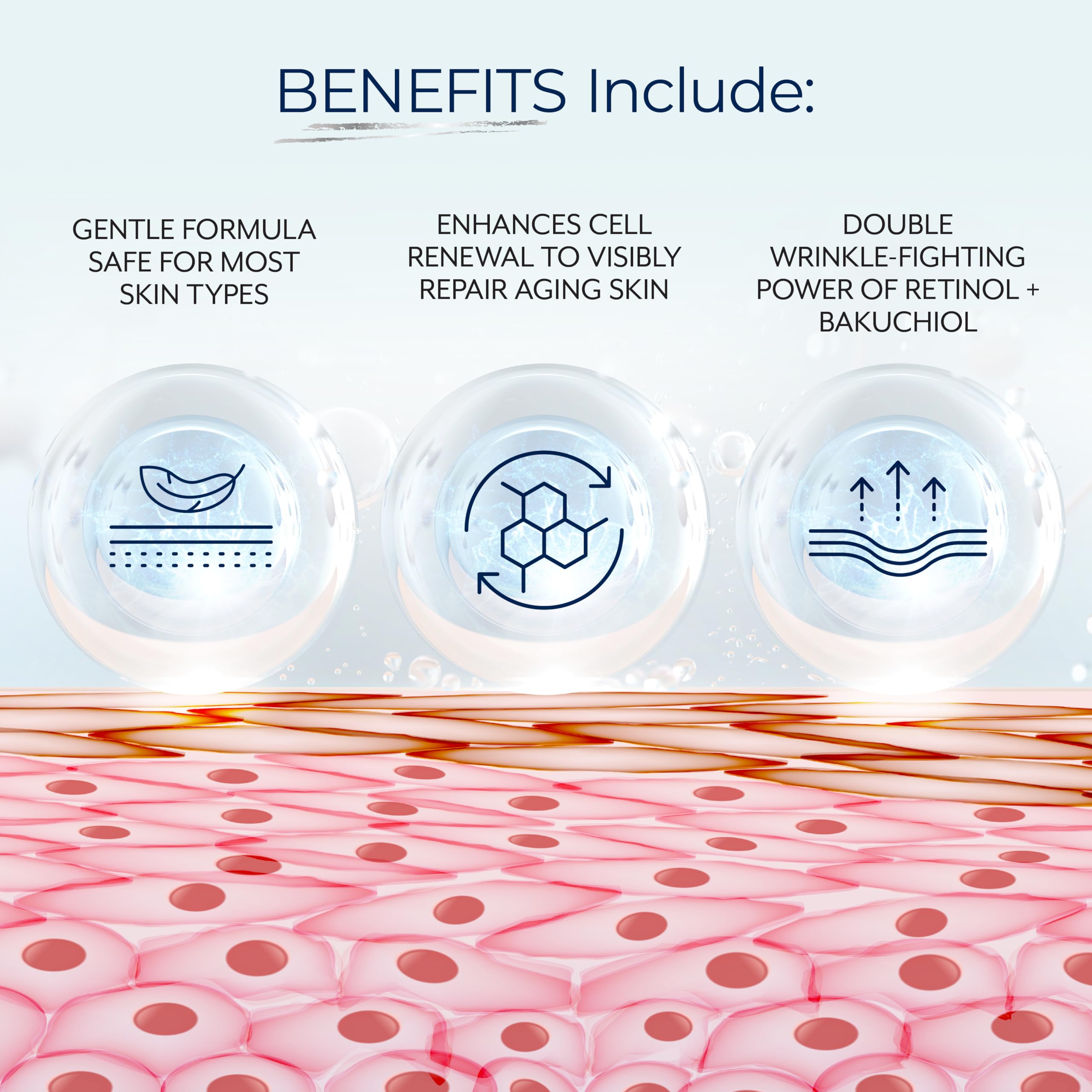 Hyaluronic acid molecule illustration within Plexaderm neck cream.