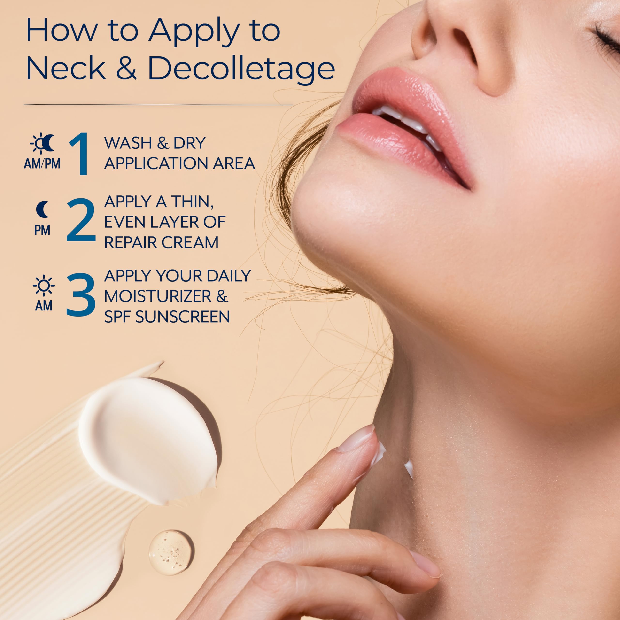 Plexaderm Dual Action Repair neck cream packaging note: made in USA, cruelty-free.