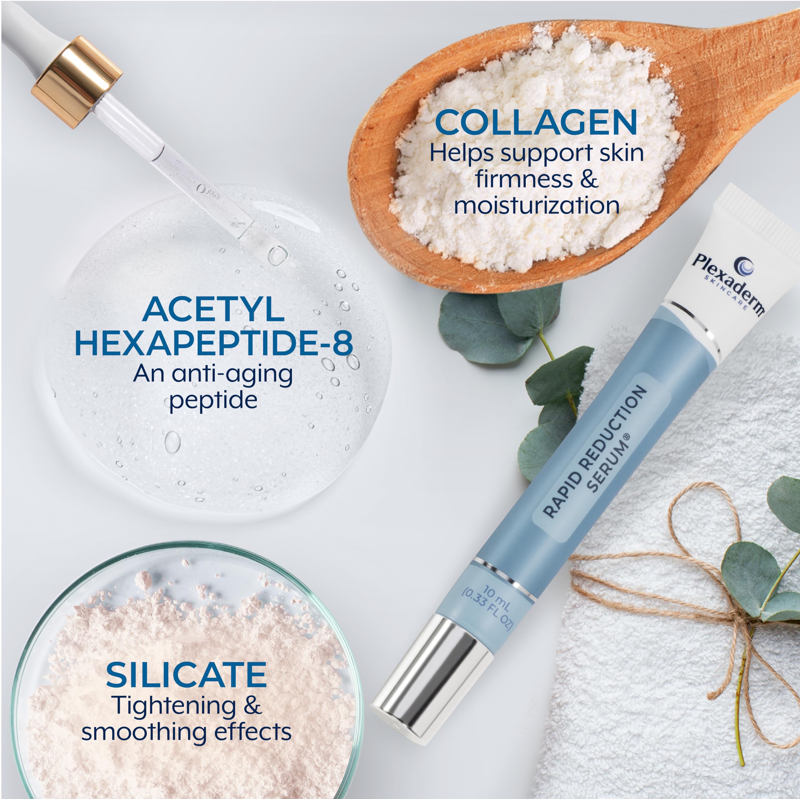 Close-up of serum being applied with smooth, even texture on the under-eye area