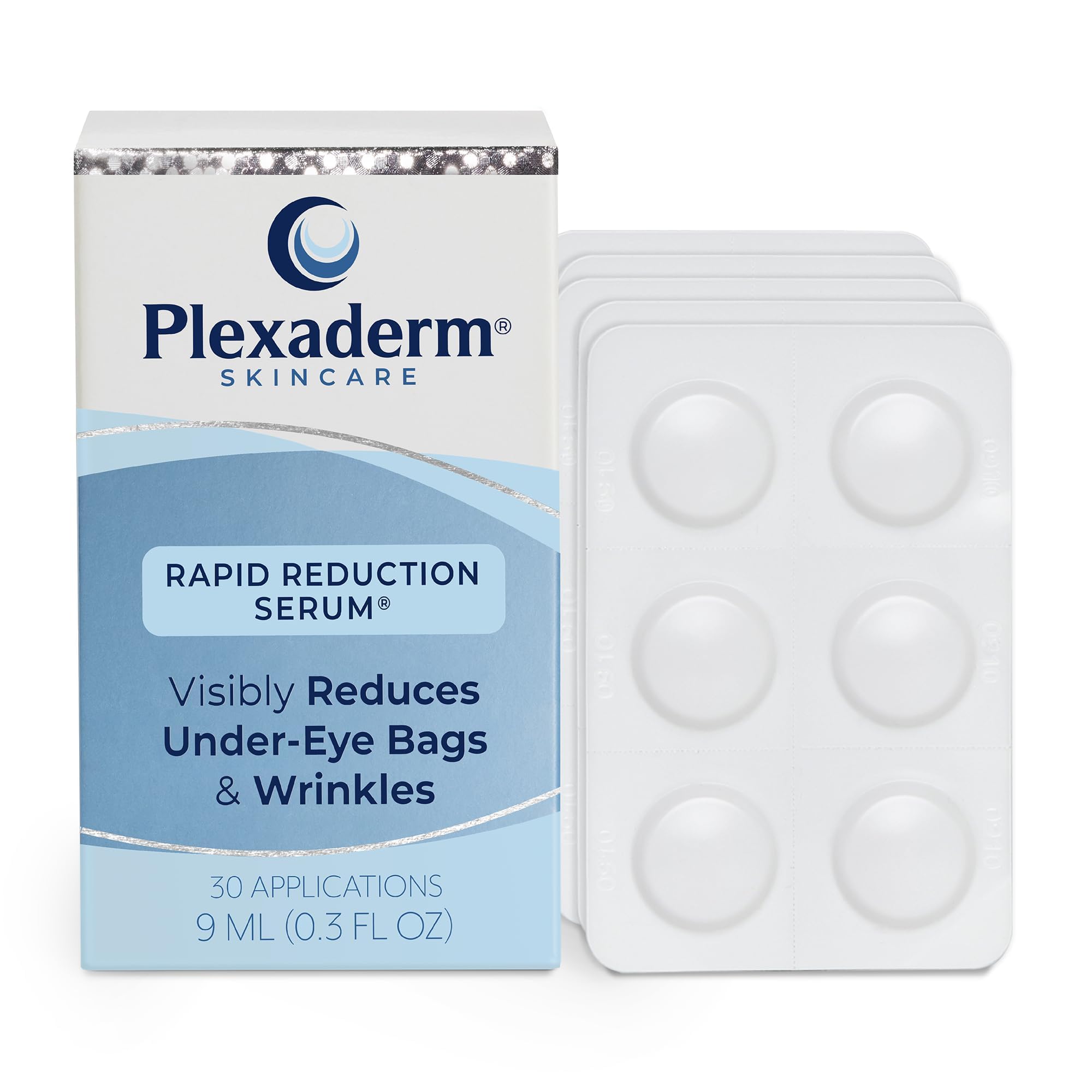 Plexaderm Rapid Reduction Serum bottle ready for easy at-home use with visible smoothing