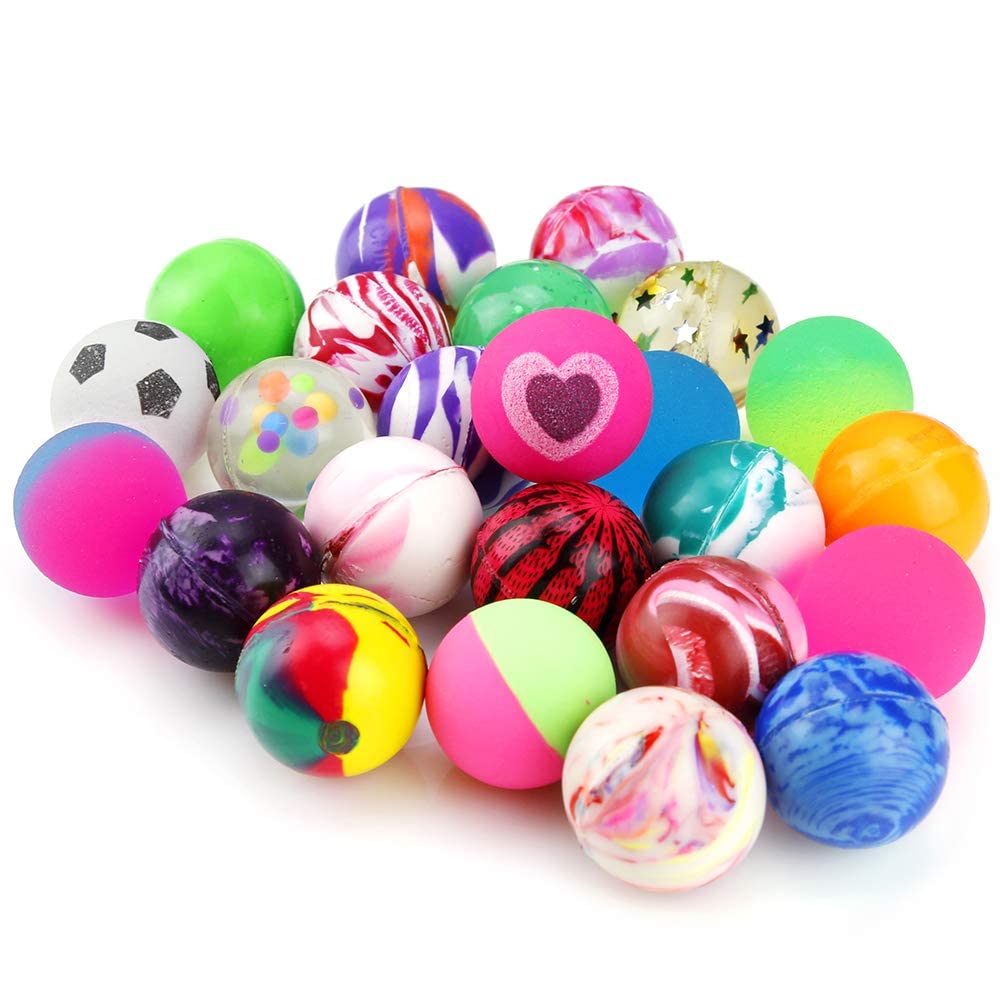 Pllieay 24-piece bouncy balls in rainbow colors for party favors and prizes