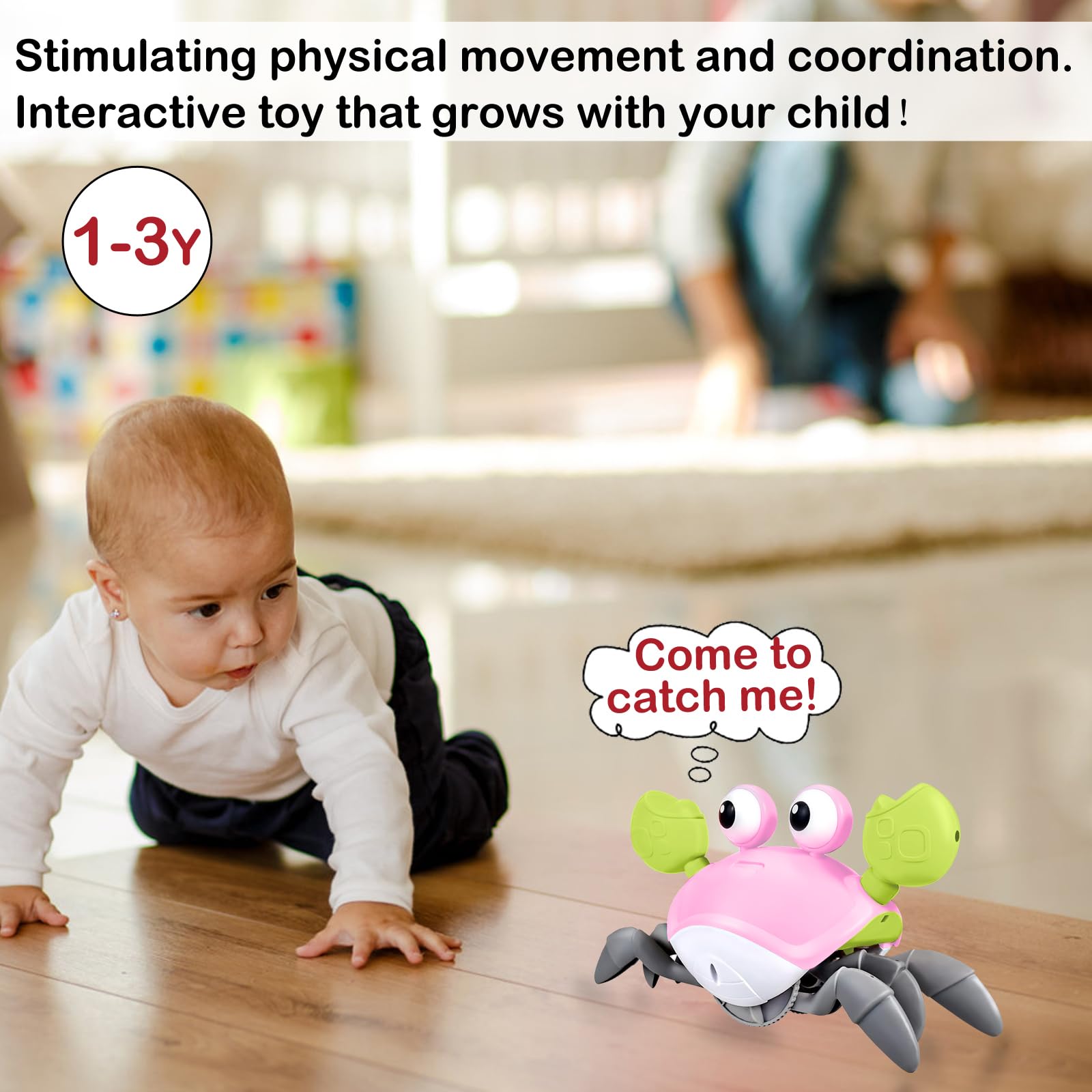 Plnmlls Crawling Crab Toy pink makes a charming gift for early milestones.