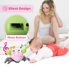 Plnmlls Crawling Crab Toy pink features a rechargeable battery for longer play sessions.