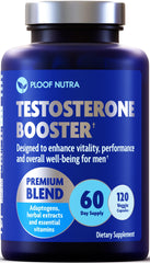 PLOOF Nutra Testosterone Booster bottle front view showing branding for daily energy support.