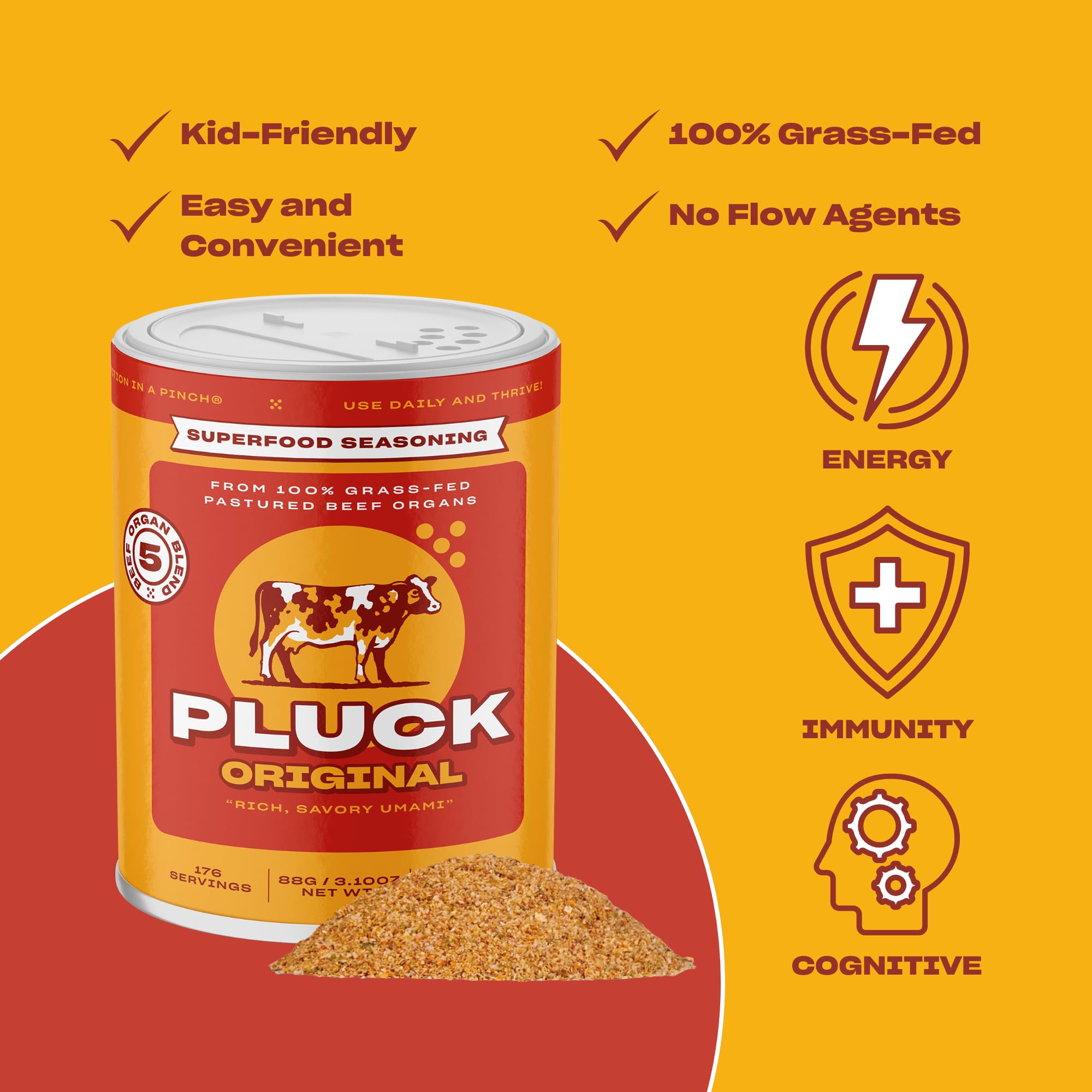 Pluck packaging close-up shows Redmond Sea Salt for clean mineral flavor.
