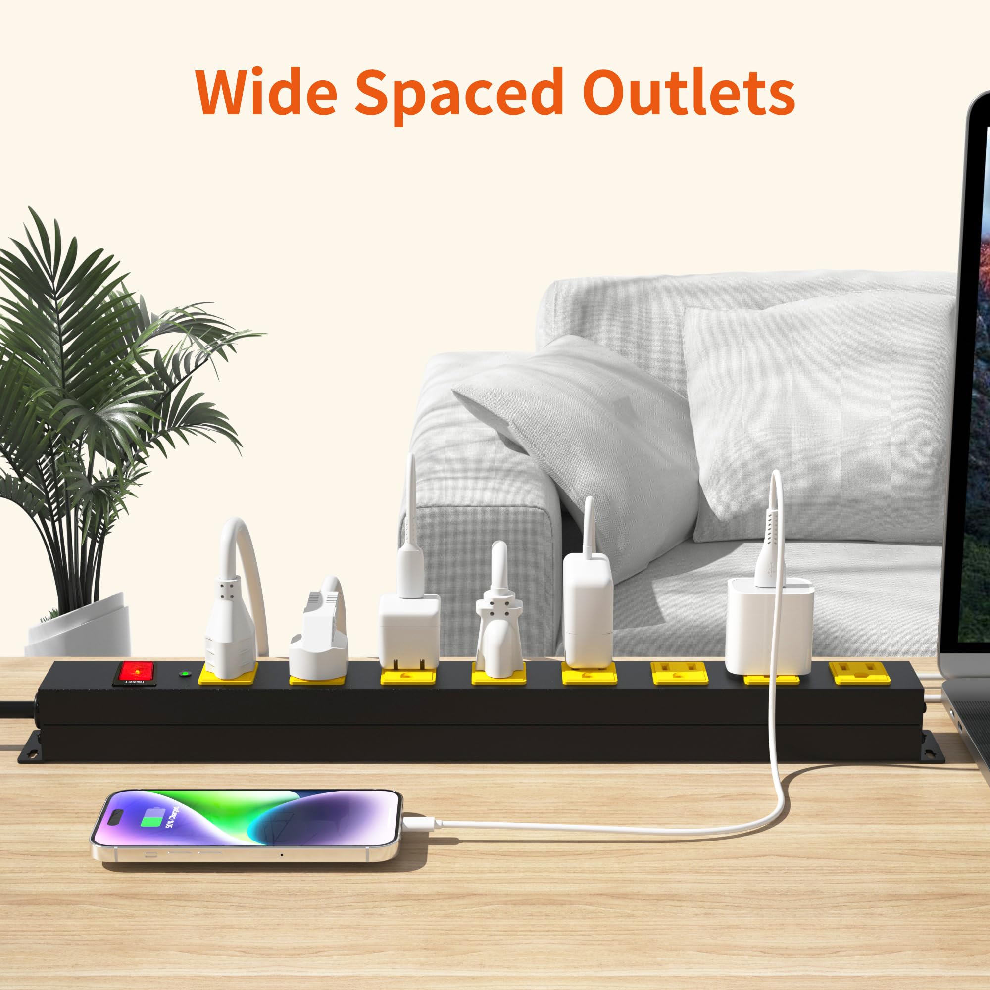 Plug'n high-density PVC cord ensures reliable conductivity and durability.