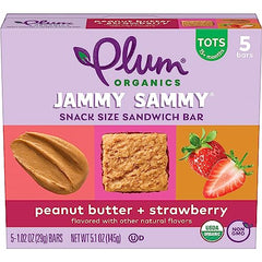 Close-up of Jammy Sammy bar showing peanut butter and strawberry filling.