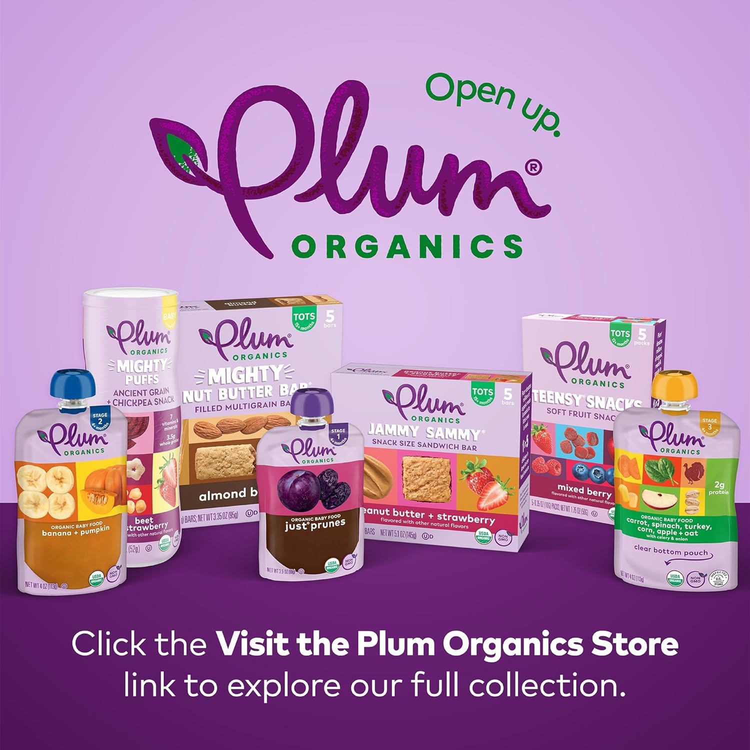 Plum Organics Mighty Builder organic label close-up highlighting non-GMO.