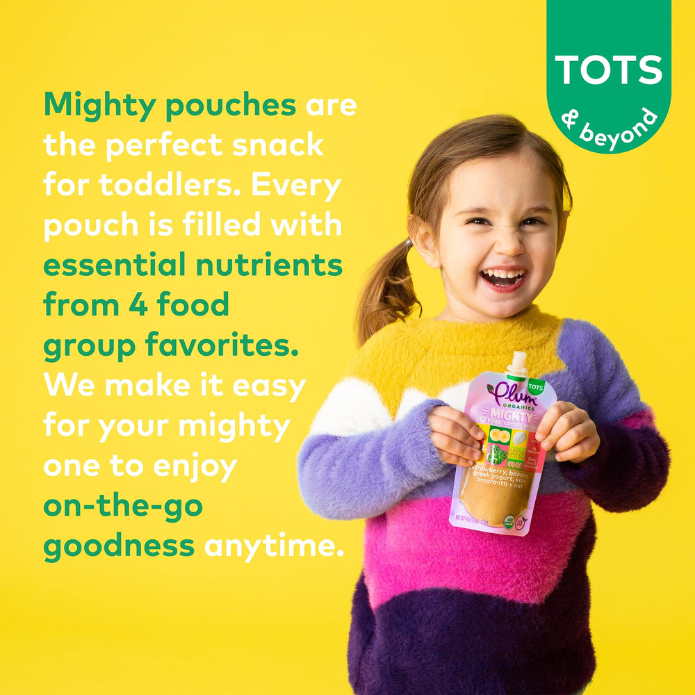 Plum Organics Mighty 4 4oz pouch for quick toddler snacks