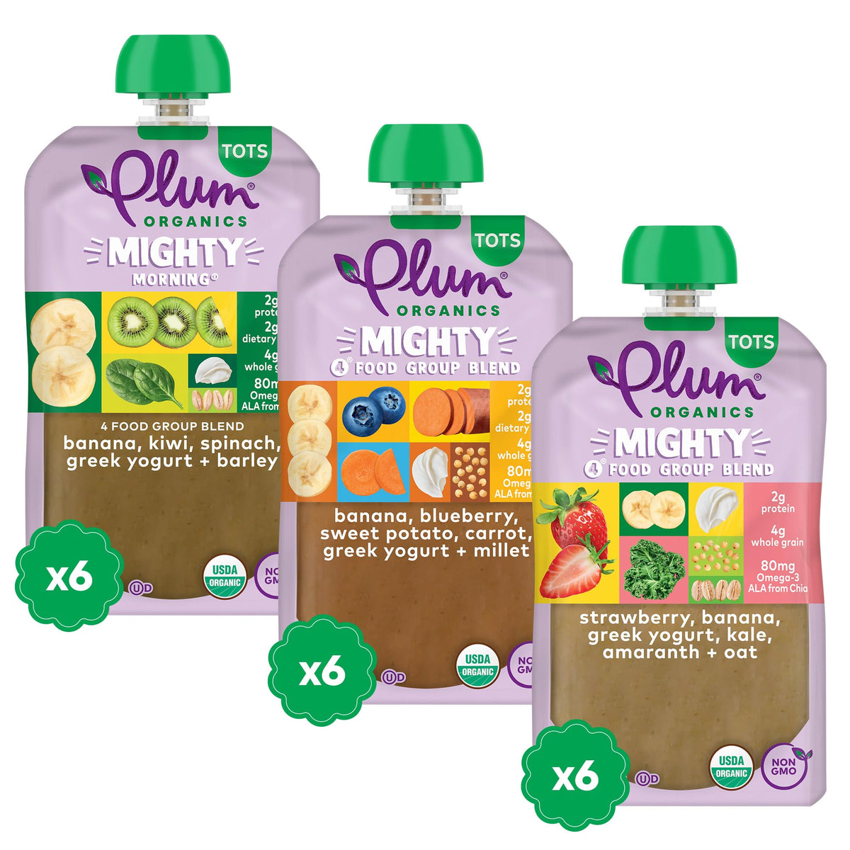 Plum Organics Mighty 4 variety pack 18 pouches for toddlers on the go