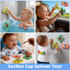 Plunack suction cup spinner sticks anywhere and spins fast for giggles and engagement.