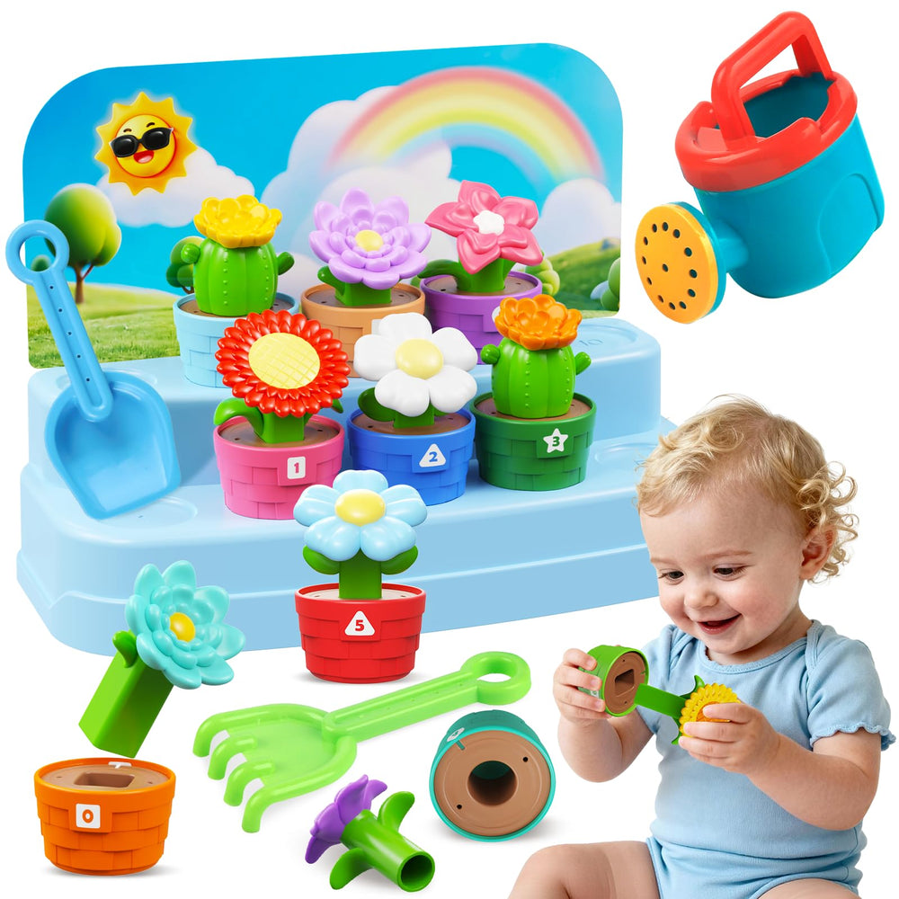 Plunack Montessori flowers and pots for color, shape, and counting learning