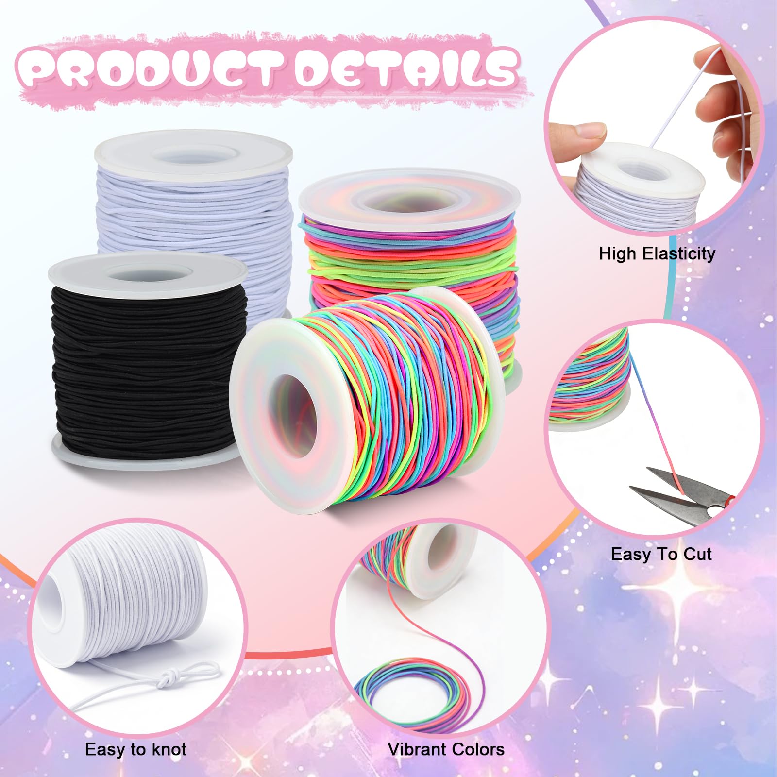 Pluralla beading cord set includes four rolls for versatile crafting.