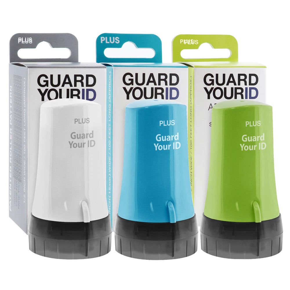 PLUS Guard Your ID roller color options include turquoise, green, and white.