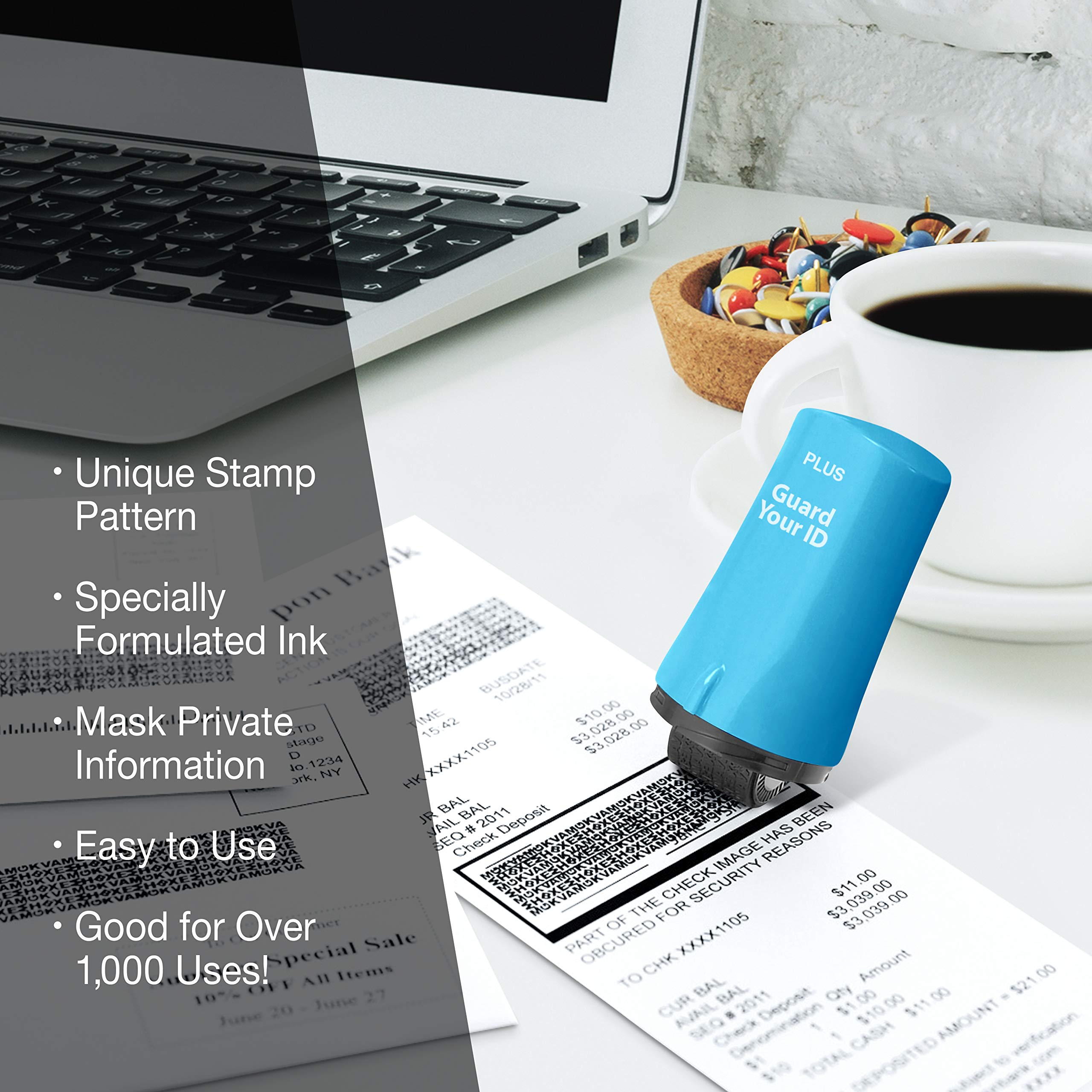 PLUS Guard Your ID roller covers multiple lines per pass on documents.