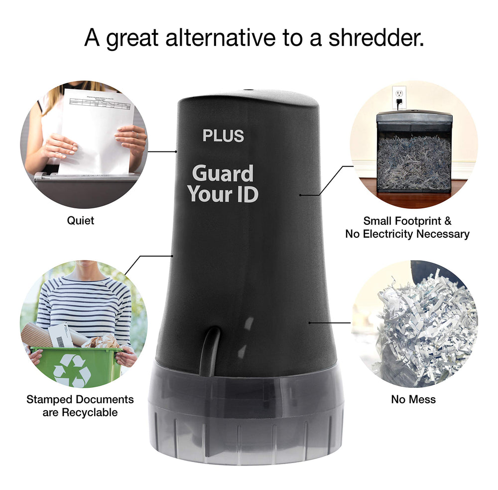 PLUS Guard Your ID roller highlights three-line coverage with a 0.5-inch pattern.