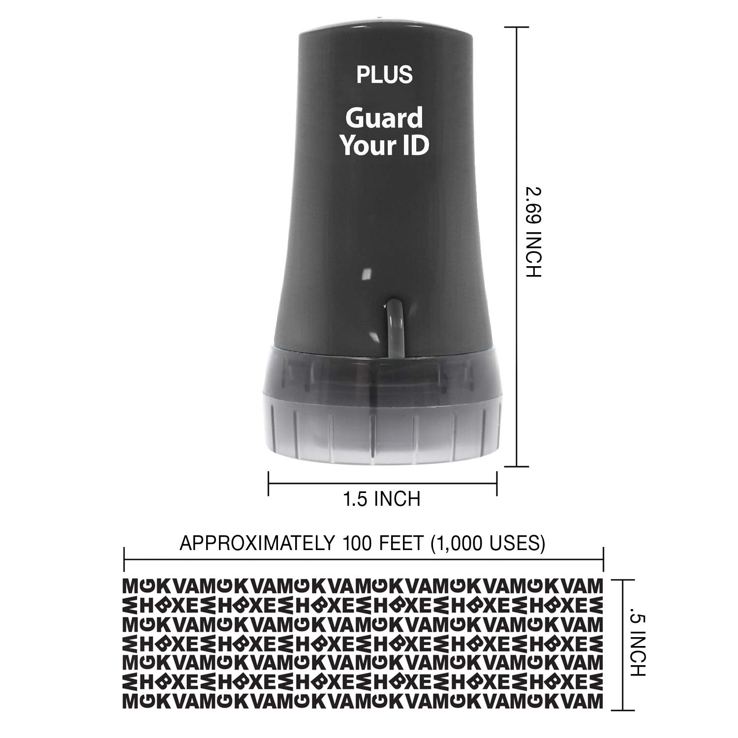 PLUS Guard Your ID roller ink and pattern work across common paper types.