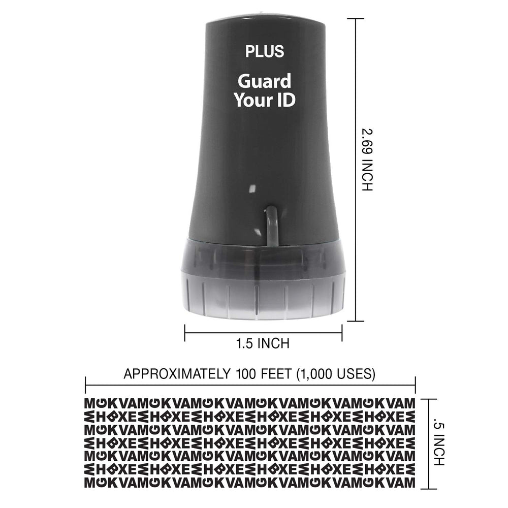PLUS Guard Your ID roller ink and pattern work across common paper types.