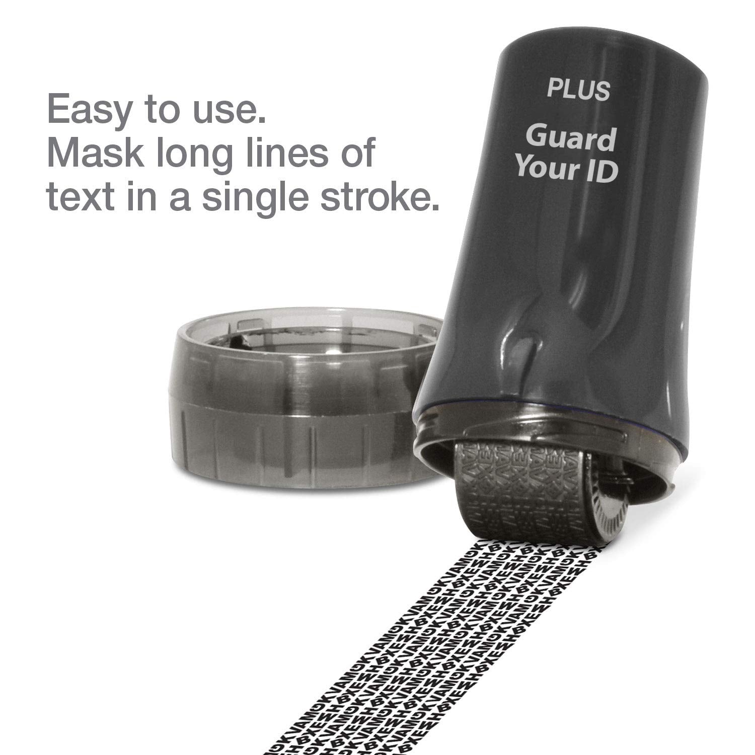 PLUS Guard Your ID roller on a bank statement hides sensitive details safely.