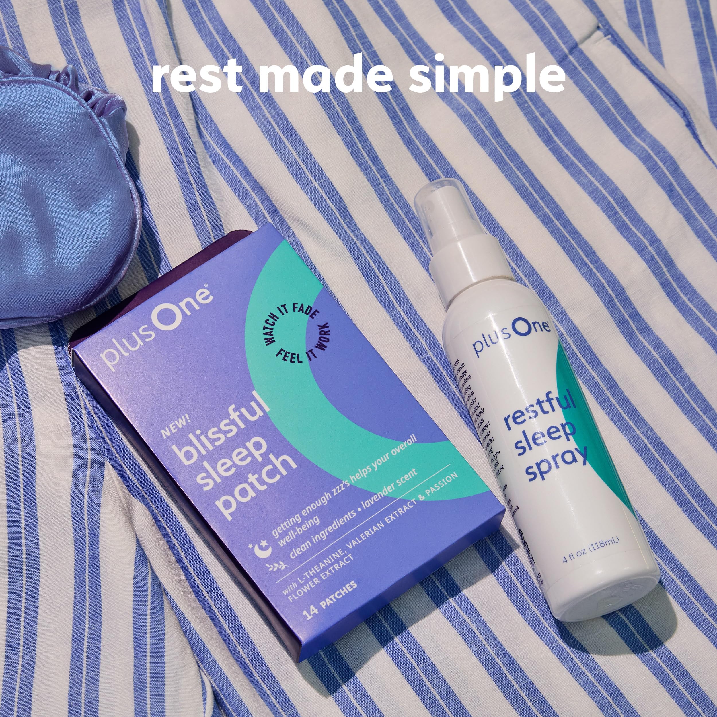 plusOne Blissful Sleep Patches label featuring herbal and vitamin blend overview
