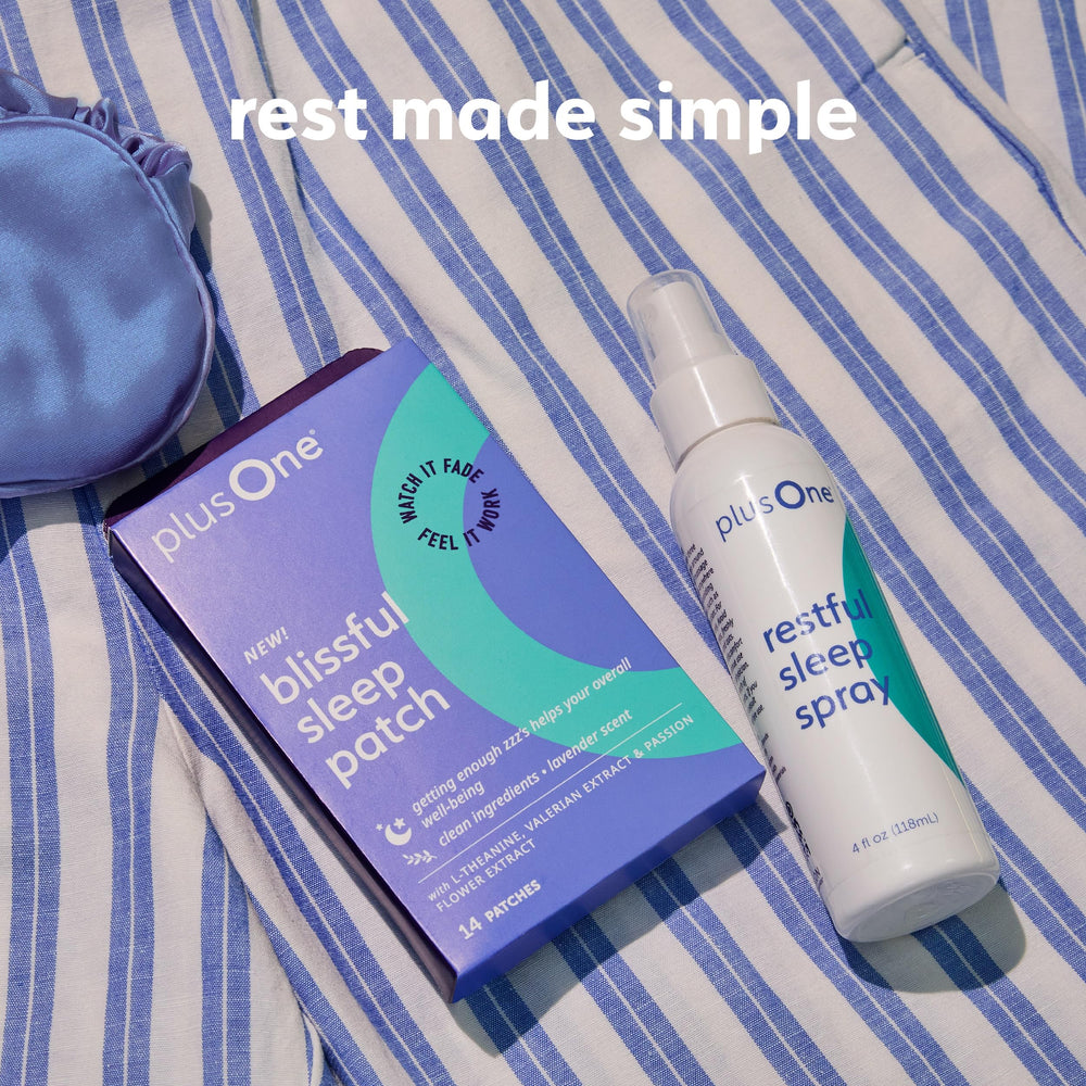 plusOne Blissful Sleep Patches label featuring herbal and vitamin blend overview