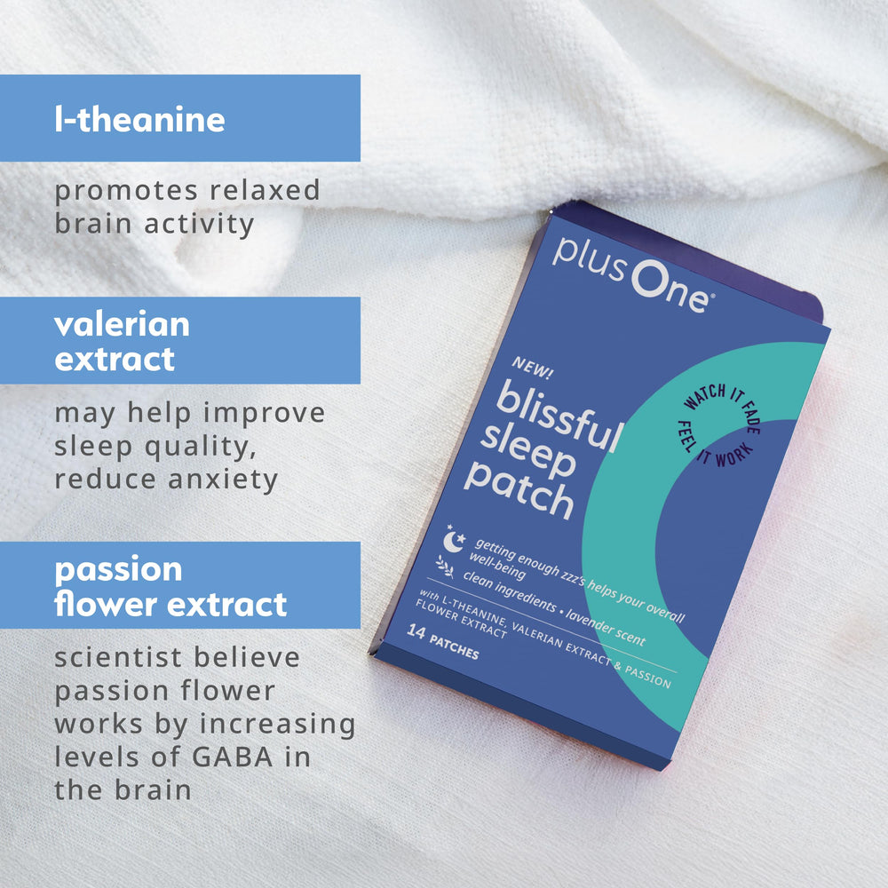 plusOne Blissful Sleep Patches being applied on skin for targeted nightly calm