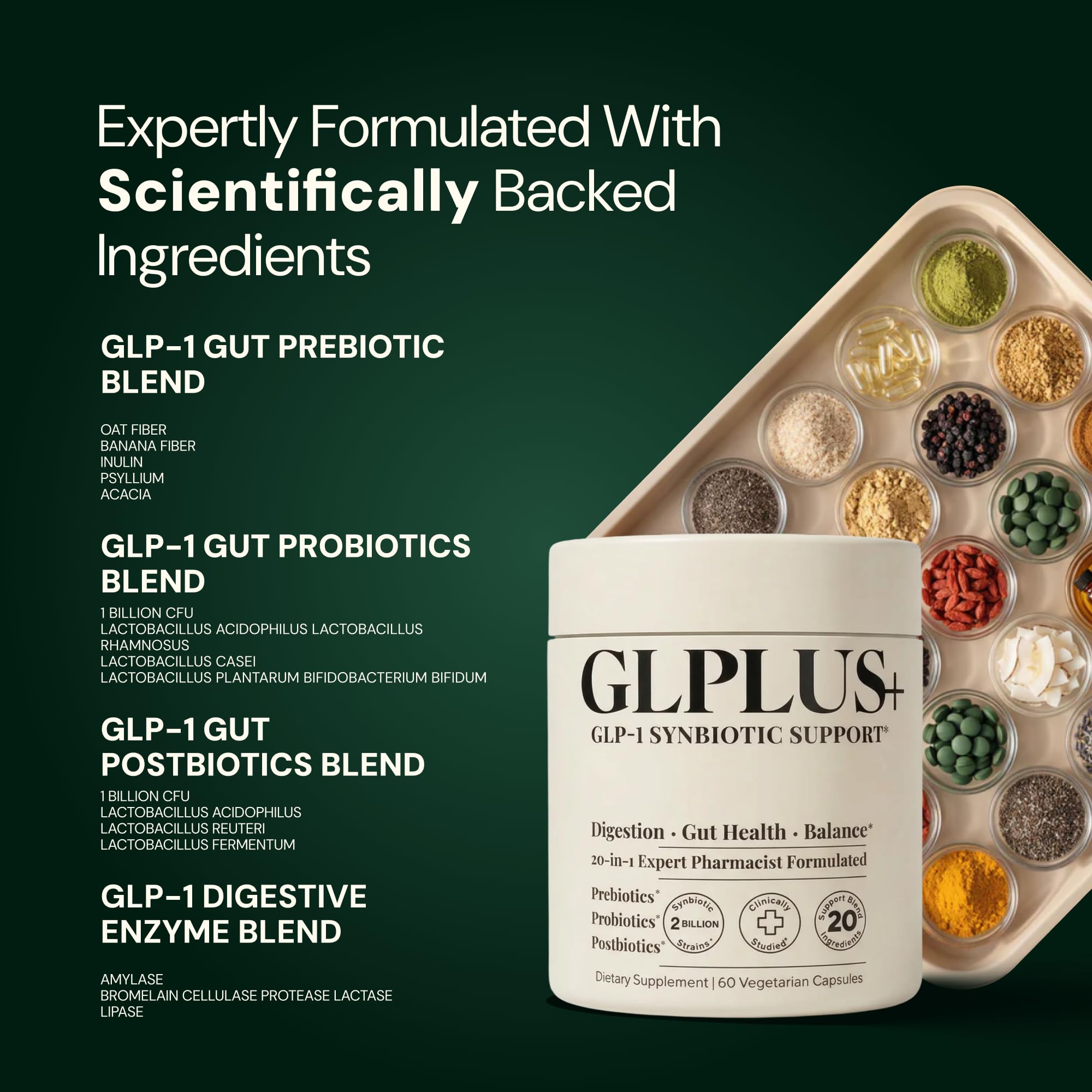 Plus+Ultra GLP-1 Support made in USA indicates quality control.