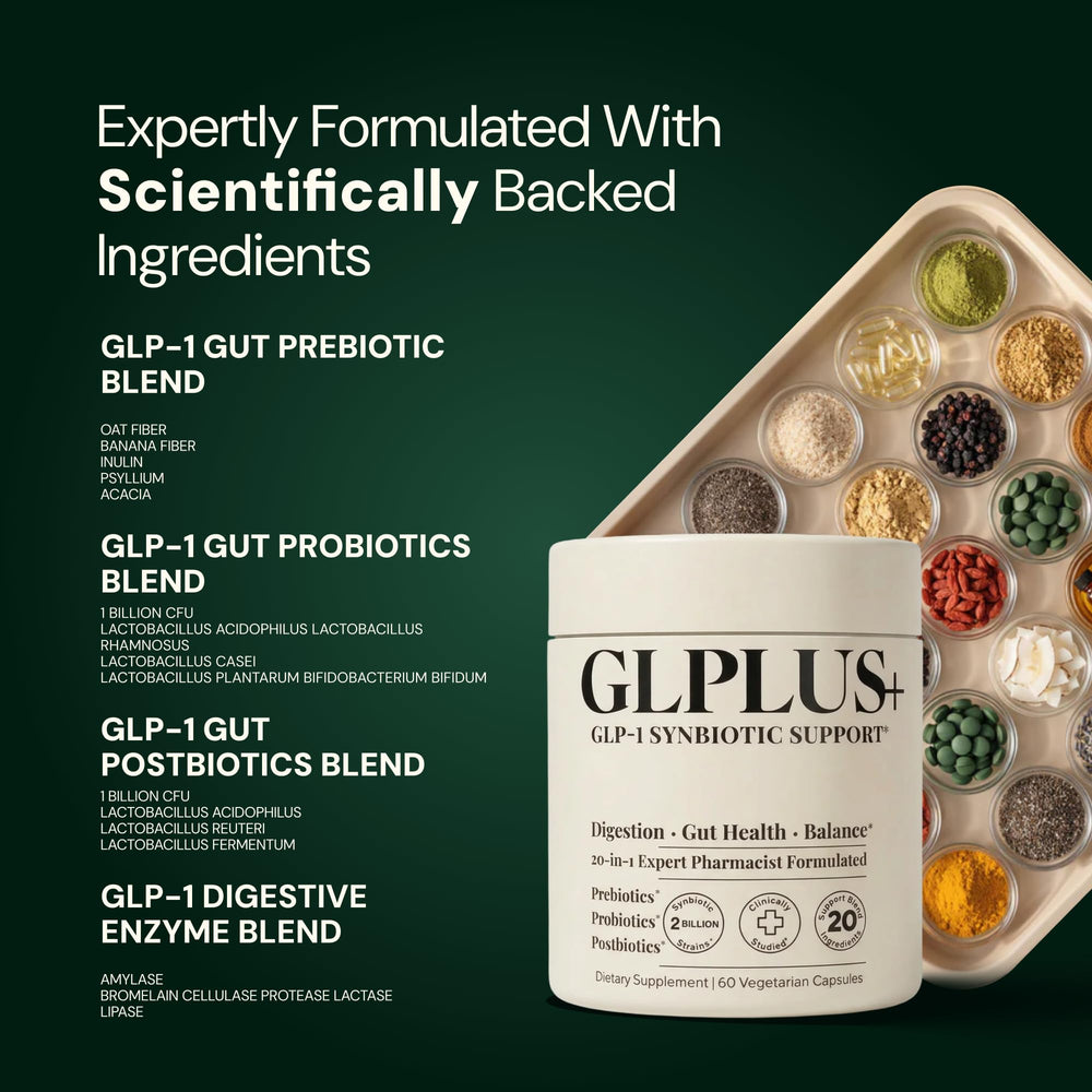 Plus+Ultra GLP-1 Support made in USA indicates quality control.