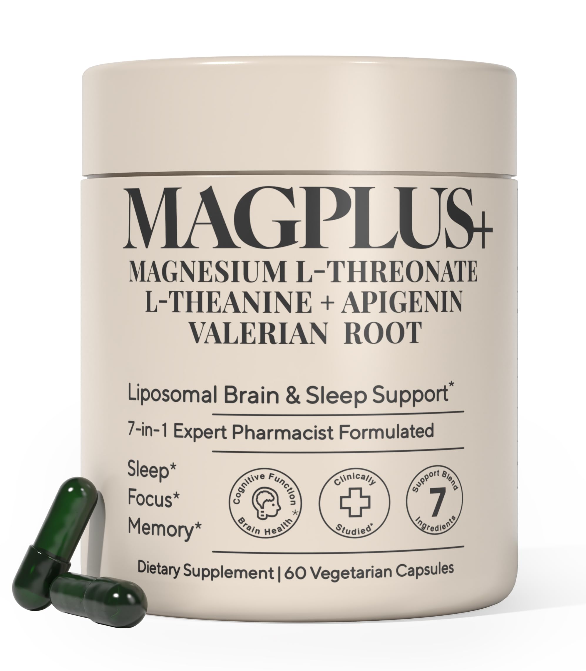 Plus+Ultra magnesium-l-threonate bottle highlights liposomal delivery for deep sleep support.