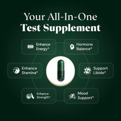 Plus+Ultra TestPlus capsules closeup highlighting high-potency blend for workouts