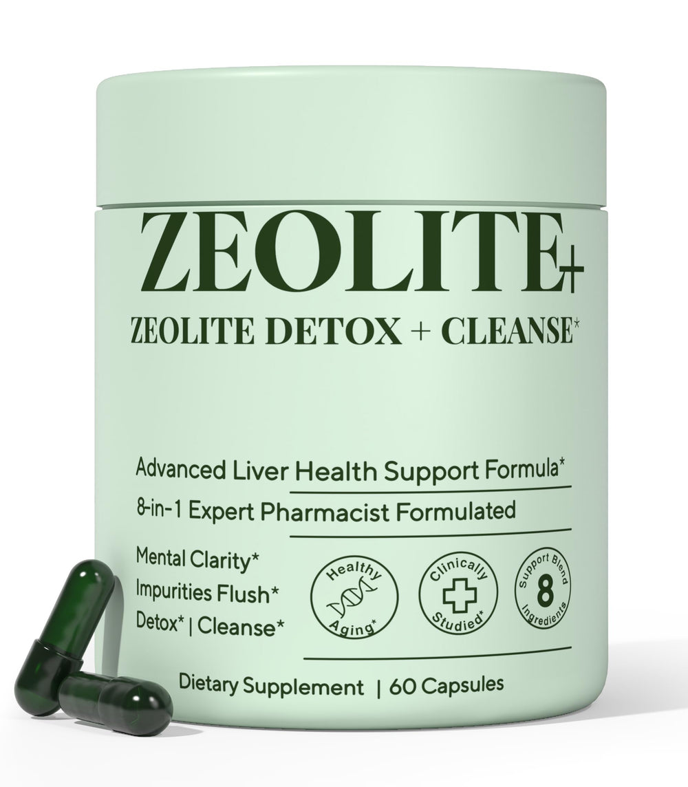Plus+Ultra Clinoptilolite detox bottle with vegan capsules for full body detox.