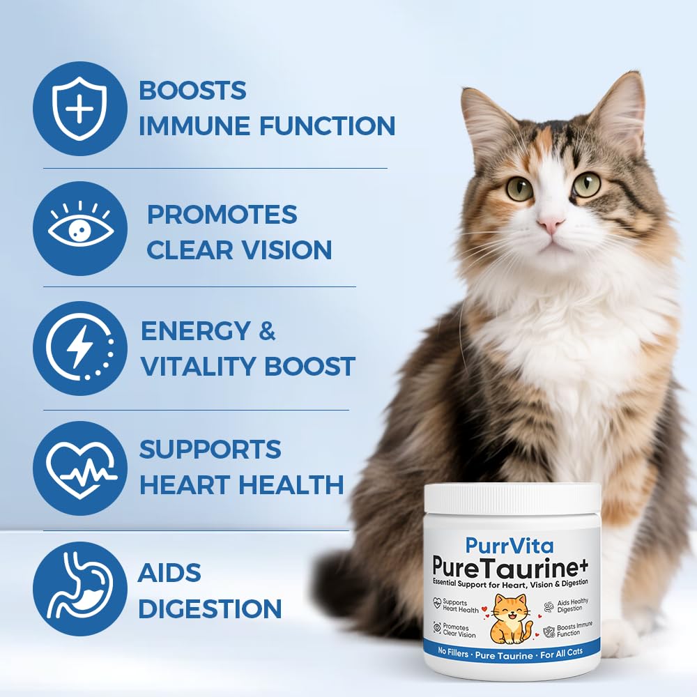 Plynxe PurrVita taurine powder being mixed into wet or dry food.