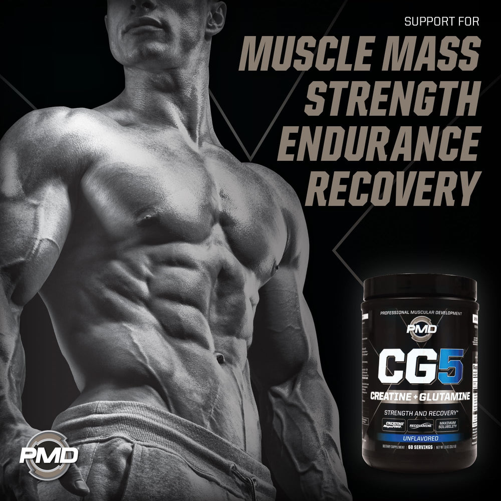 PMD CG5 powder in shaker ready to blend for an unflavored drink.