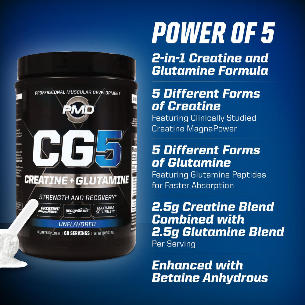PMD CG5 pouring powder into a shaker for quick pre or post-workout mix.