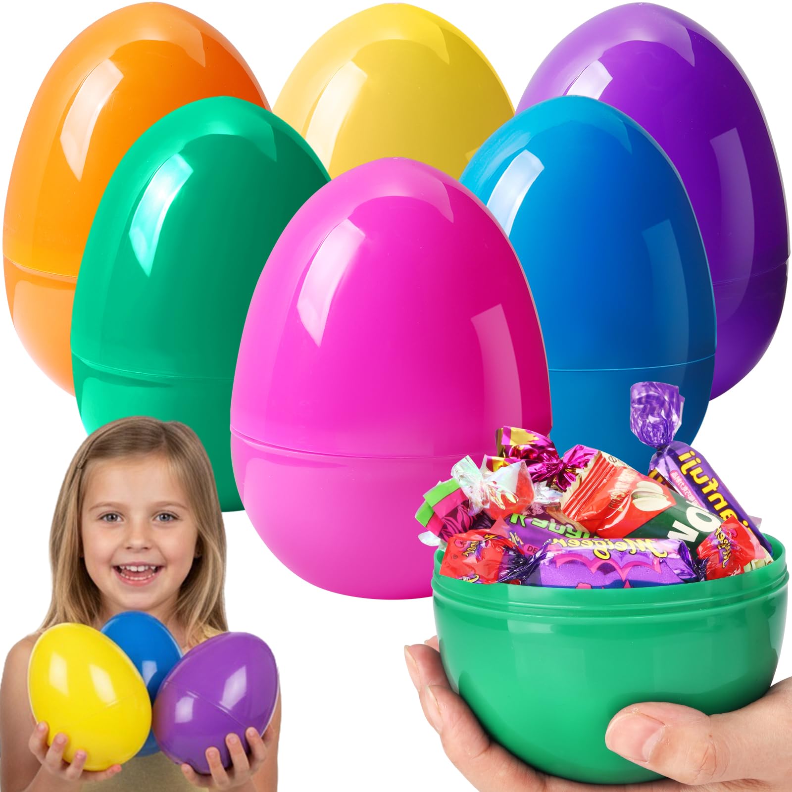 PNIOTAIN pink 6-inch jumbo Easter egg, easy to spot during hunts with big surprises.