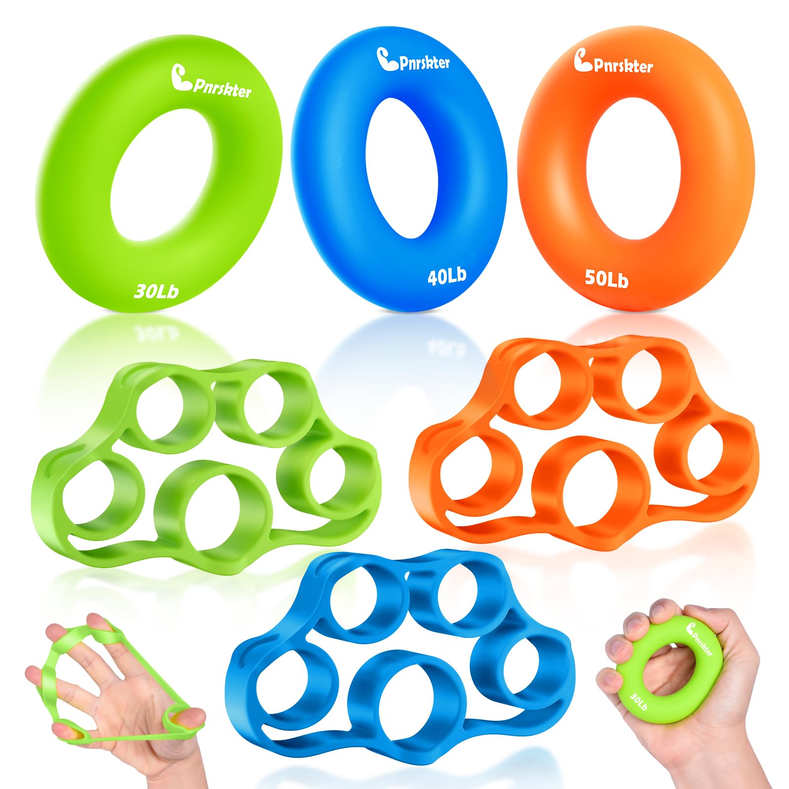 Pnrskter hand grip strengthener six-piece set for versatile grip training.
