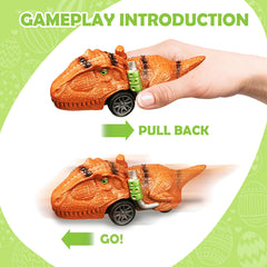 POATROZON eggs show pull-back dinosaur car action in play