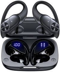 PocBuds black over-ear design close-up for everyday listening comfort