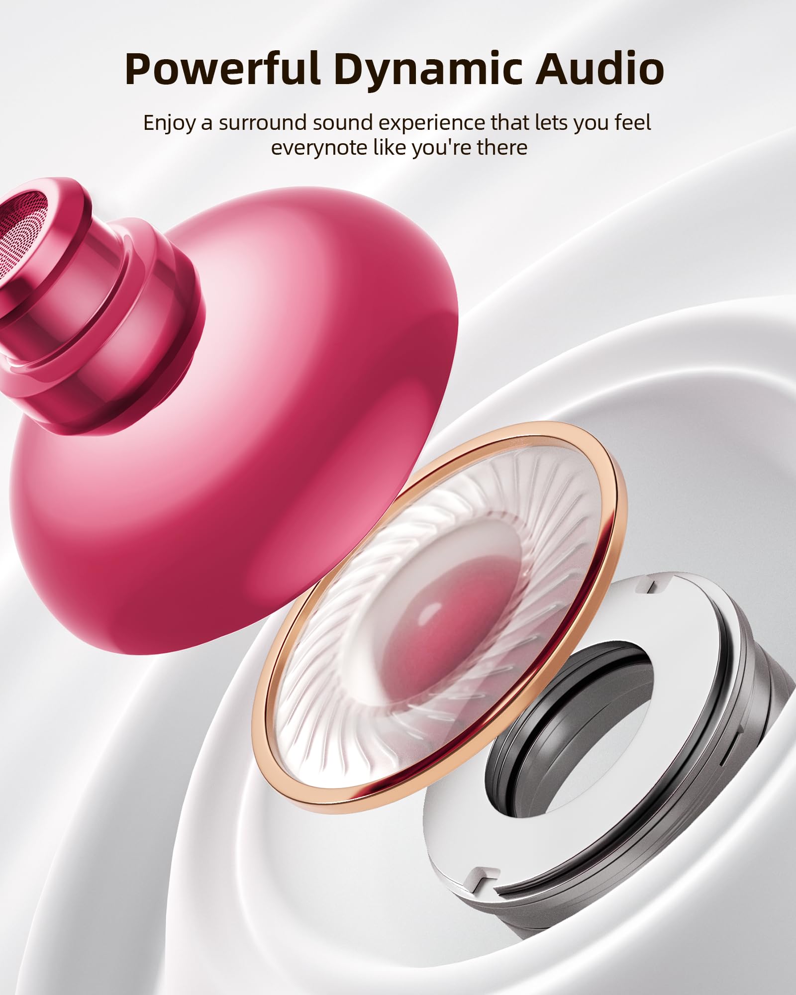 PocBuds Rose Gold IPX7 waterproof design for sweat resistance